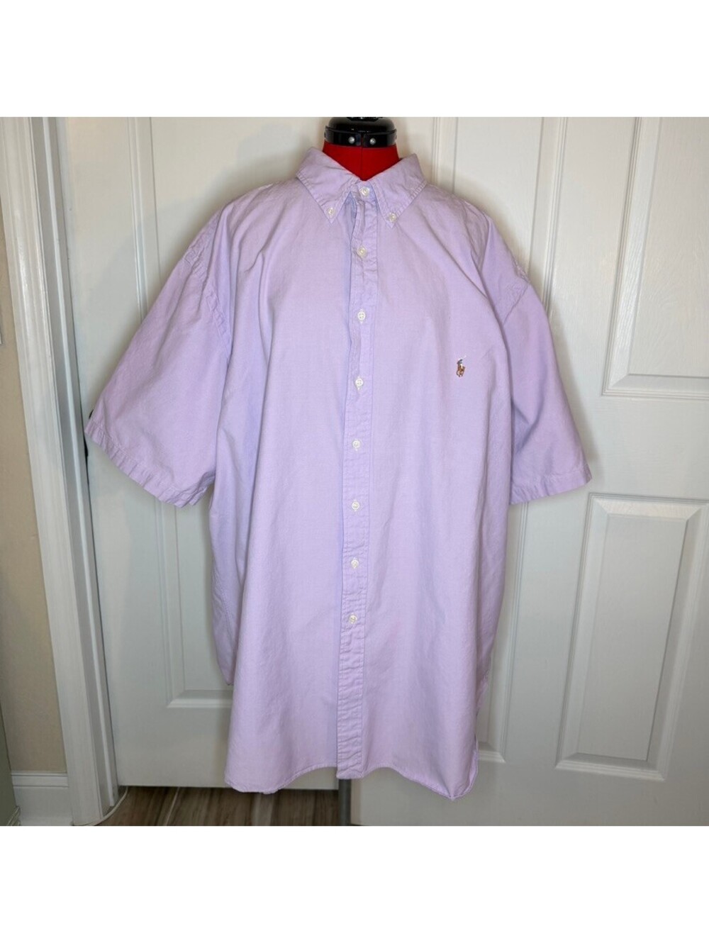 Ralph Lauren Light Purple Lilac Short Sleeve Button Up Shirt Flesh Pony Men 3XLT